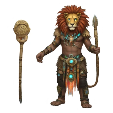 A lion shaman cyberpunk sticker