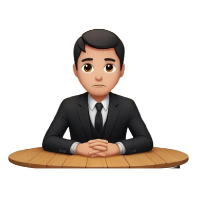 a man sits sadly at a table, a house is burning behind him, apple style emoji, more focus on the burning house sticker