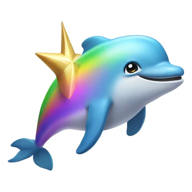 Rainbow dolphin with unicorn horn sticker