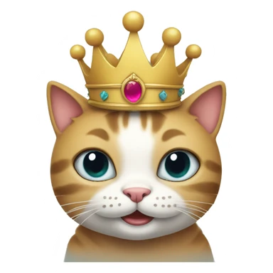 happy cat with crown sticker