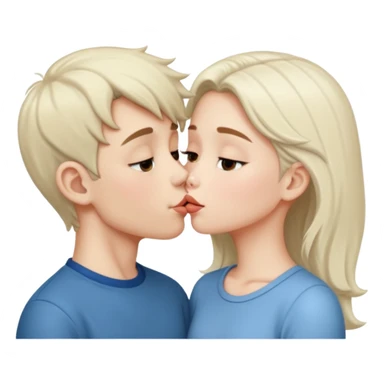 A Cute white skin  boy kissing a white skin girl  sticker