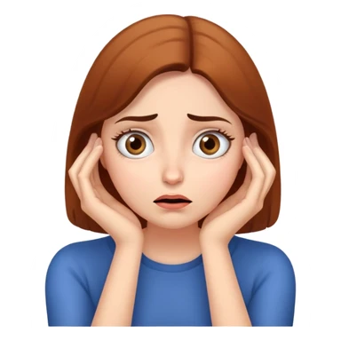 Woman with both hands on cheeks, confused wide-eyed expression sticker