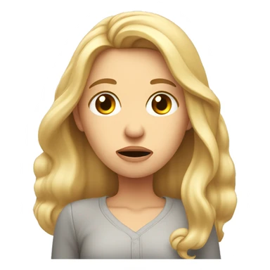 Woman with blond long hair, hand held up under her chin, rolling her eyes impatiently looking annoyed  sticker