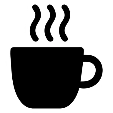 solid black filled icon of a coffee cup, simple silhouette, no outline sticker