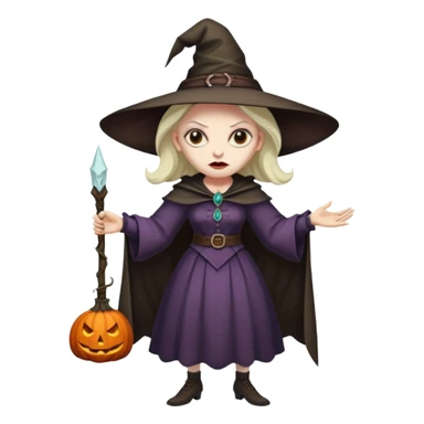 Pitonisa: mujer entre unos 40 y 50 años, cara de mala, malas intenciones, cara un poco deforme tipo bruja, y ropa antigua. cuerpo entero sticker