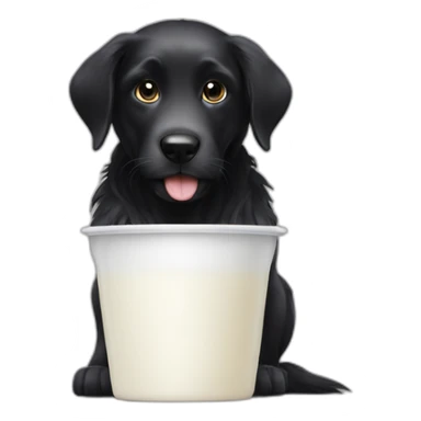 black dog give milk sticker