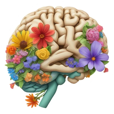 anatomical brain with flowers sticker