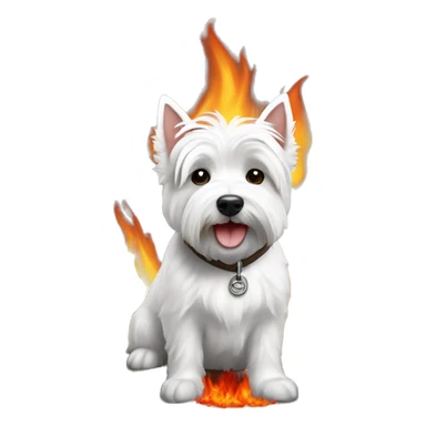 Un westie au bord du feu se reposant sticker