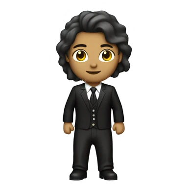 rockero caucasico vestido de negro totalmente con traje sticker