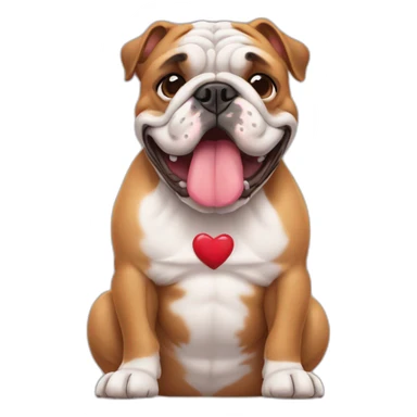 a bulldog that makes a heart sticker