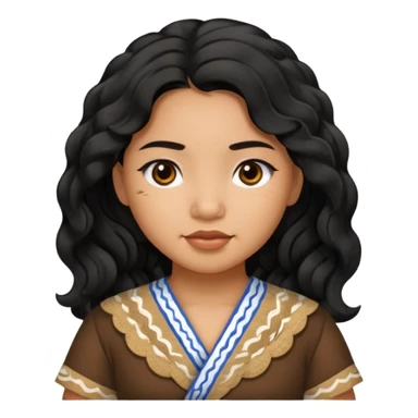 Samoan girl with slight Chinese features, black wavy hair, brown skin sticker