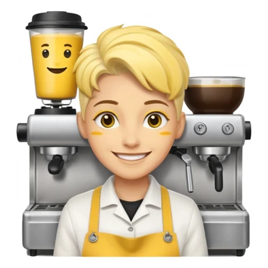Non-binary barista yellow emoji sticker