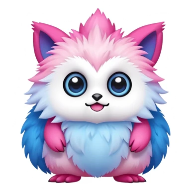 Cute cool edgy kawaii pink-white-blue-gradient fakemon-creature sticker