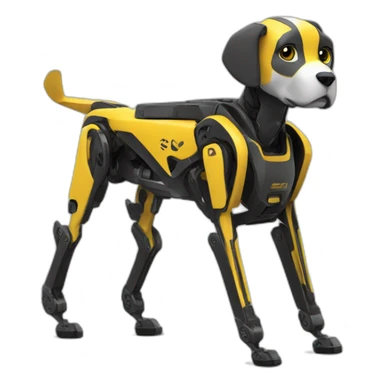 Boston dynamics, spot in yellow sticker