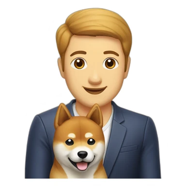 shiba avec un homme sticker