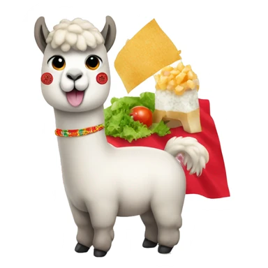 alpaca eating ceviche and peru flag sticker