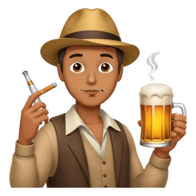 Mann der zigarette raucht und ein bier festhällt sticker