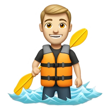 happy caucasian man wearing a kayaking lifejacket sticker