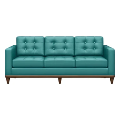Square smooth teal three-seater sofa  sticker