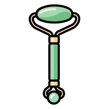 Jade facial roller, minimalist, rounded, soft pastel colors, skin care accessory sticker