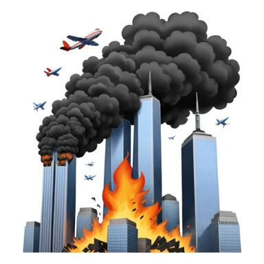 Plane flying into twin towers sticker