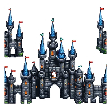 fantasy castle with towers and glowing windows sticker