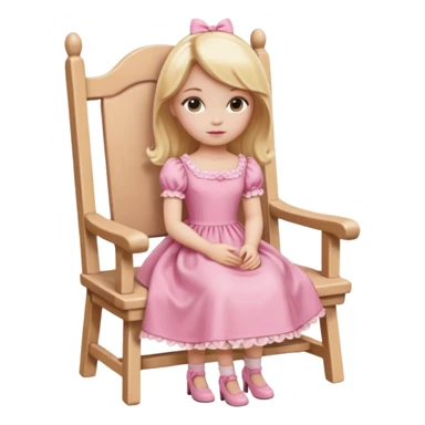 Blonde Doll wearing pink sitting On The Chair  sticker