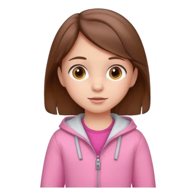 little kid girl, brown hair, pink clothes sticker
