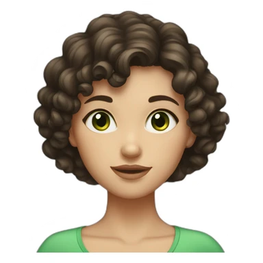 girl with green eyes and short dark brown curly hair  sticker