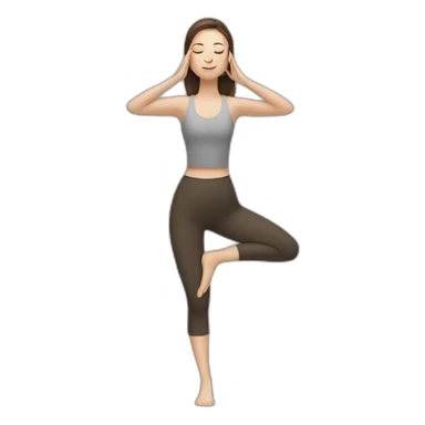 White girl brunette hair in Tadasana yoga sticker