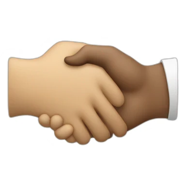 Hand shaking another hand while the other hand is turning small sticker