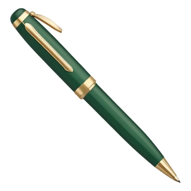 dark green Parker pen with light beige accents, Apple emoji style, simple shapes, no text sticker