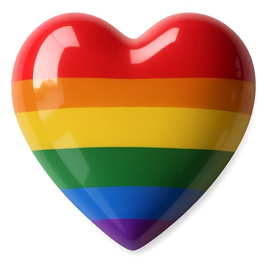 A photorealistic realistic glossy heart with rainbow pride stripes, isolated with no background, background removed. sticker
