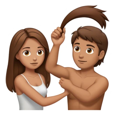 Brown hair Guy pulling brown hair girls hair sticker