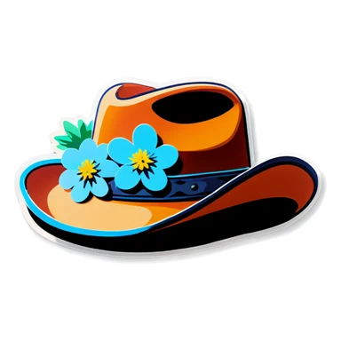 Cowboy hat with flowers on it sticker