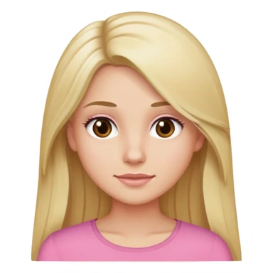 Rubia de pelo largo, ojos marrones, top rosa,  sticker