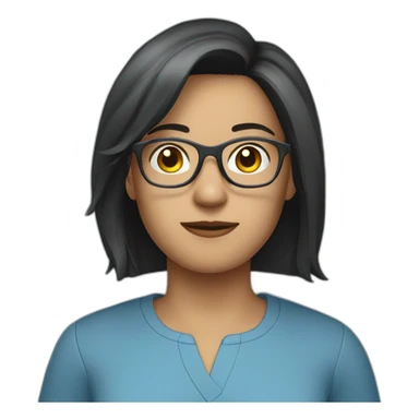 office employee dark short hair glasses blue shirt sticker