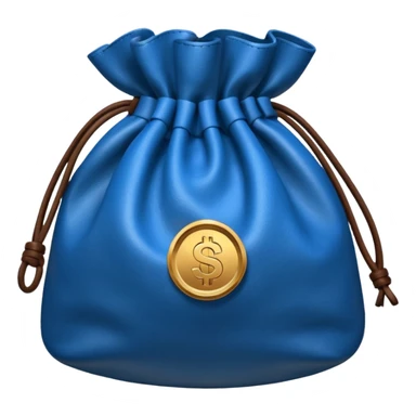 blue coins inside brown money bag sticker