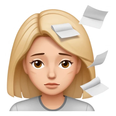 tired woman with flying papers around her sticker