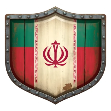 rectangular shield with old the flag of Iran sticker