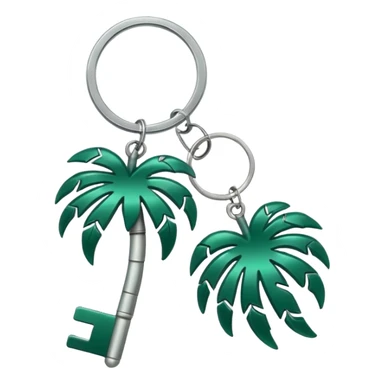 keys with a dark green palm-shaped keychain sticker