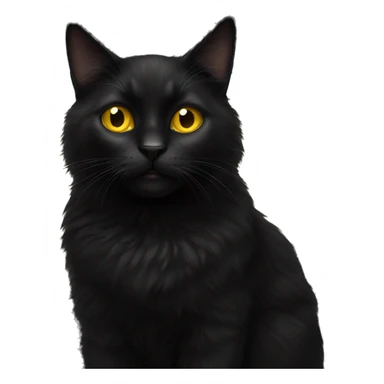Fluffy black cat with yellow eyes  sticker