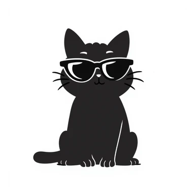 cat wearing sunglasses, hand-drawn doodle style sticker