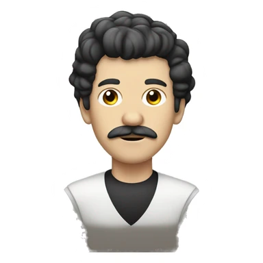 Germán man with white skin, square mustache and Benito Juarez hair sticker