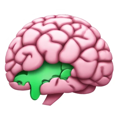 pink brain with green chip  sticker