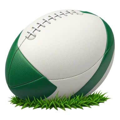 Cinematic Realistic image of a rugby ball resting on verdant turf, rendered with intricate stitching details and subtle weathering, bathed in warm, natural lighting that emphasizes its enduring character sticker