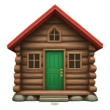 Log cabin red roof green door sticker