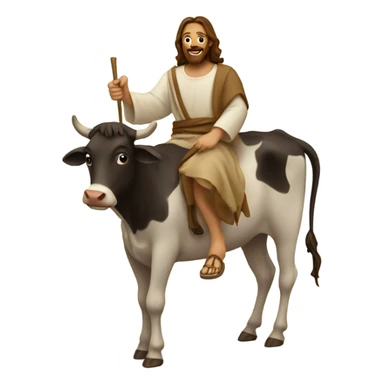 jesus riding a cow sticker