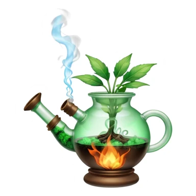 A bong with a freshly packed bowl that is lit and smoking  sticker