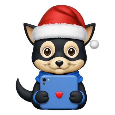 Zorro animal  con gorro de navida y ropa azul para una de repuesto de celular  sticker